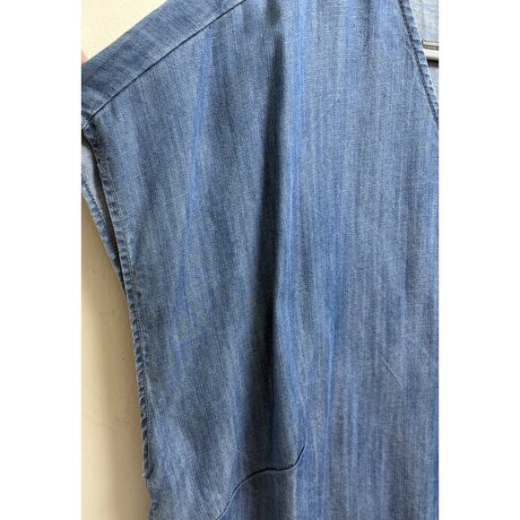 Talbots Plus Size 2X Chambray Tie Hem Button Front Top Lyocell Tencel - Picture 5 of 5